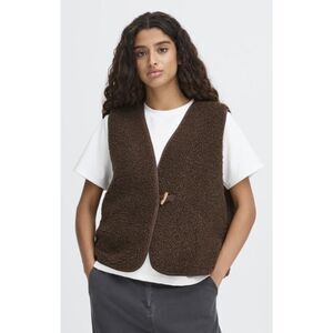 Ichi IHGOZIMA Coffee Bean, Reversible Sherpa Gilet Waistcoat, Size 36 (Med)